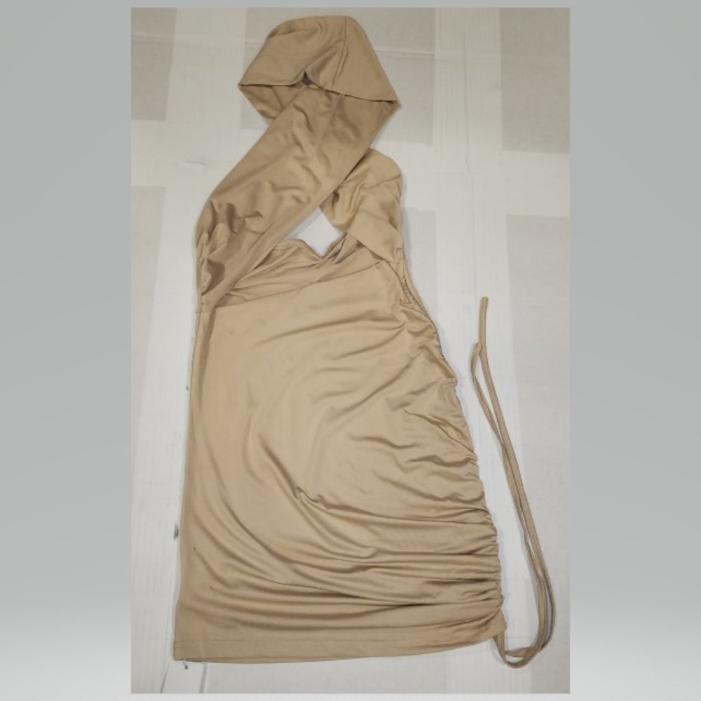 D&M Drawstring Side Criss Cross Halter Bodycon Dress